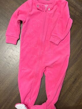 Carter's Hot Pink Fleece Footed One-Piece Pajama